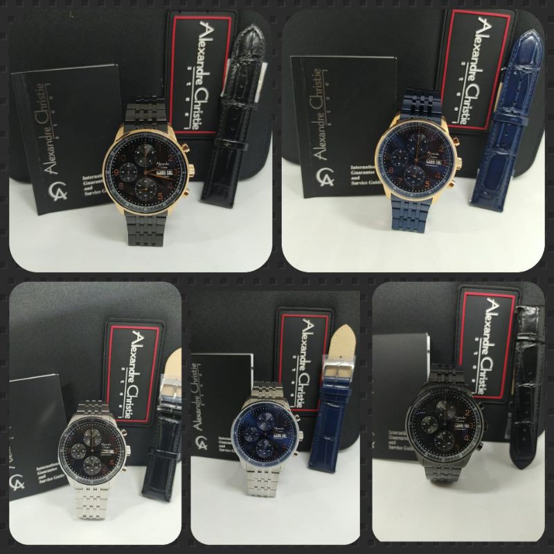 Jam Tangan Pria Alexandre Christie 6492 AC6492 AC 6492 Free Tali Kulit