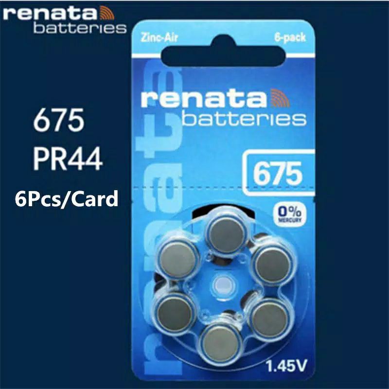 Baterai 675/ A675 / AG13 / PR44 Hearing Aid Battery Tersedia Merk Renata dan Zenipower Baterei Spesialis ALAT BANTU DENGAR