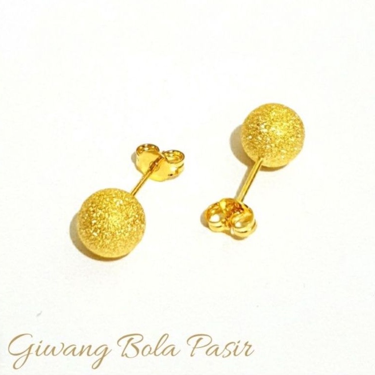 Giwang Bola Pasir Kadar 700 Ball Stud Earring 16 Karat 16k Anting Tusuk Anting Wanita Gaya Formal Ca