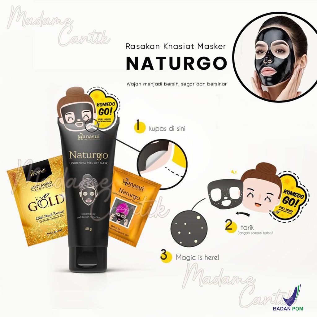 ✿ MADAME ✿ HANASUI NATURGO LIGHTENING PEEL OF MASK / MASKER KOMEDO NATURGO HITAM GOLD TUBE TELUR