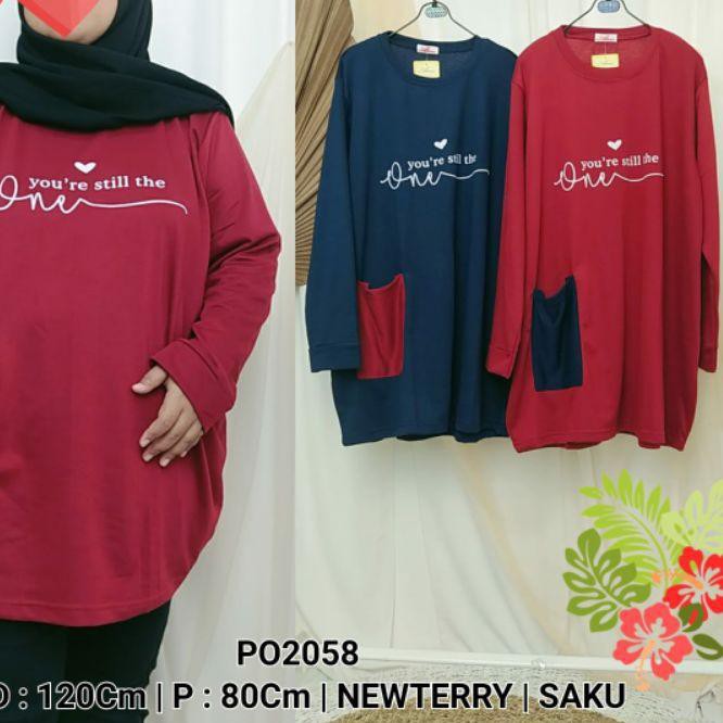 ✿ Atasan Big Size Jumbo Wanita Kaos Lengan Panjang Ld 120 sampai Ld 125 cm Murah ⅍