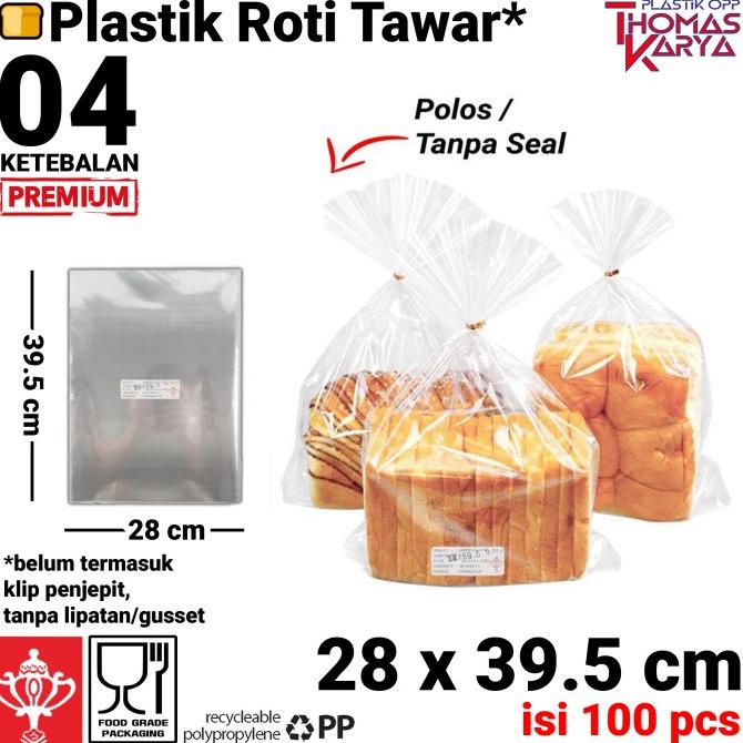 

] 28x39.5 cm Plastik OPP TEBAL (POLOS) | Plastik Roti Tawar roti sobek