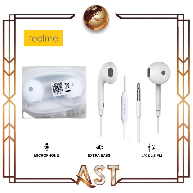 Headset Realme R11 C35 C31 9 pro Hf Super Bass Sound Mic Ori copotan Earphone C11 C12 Alltipe Hp War