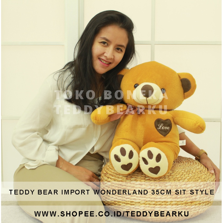LIMITED! BONEKA BERUANG TEDDY BEAR IMPORT WONDERLAND LOVE LARGE 35 CM SIT STYLE