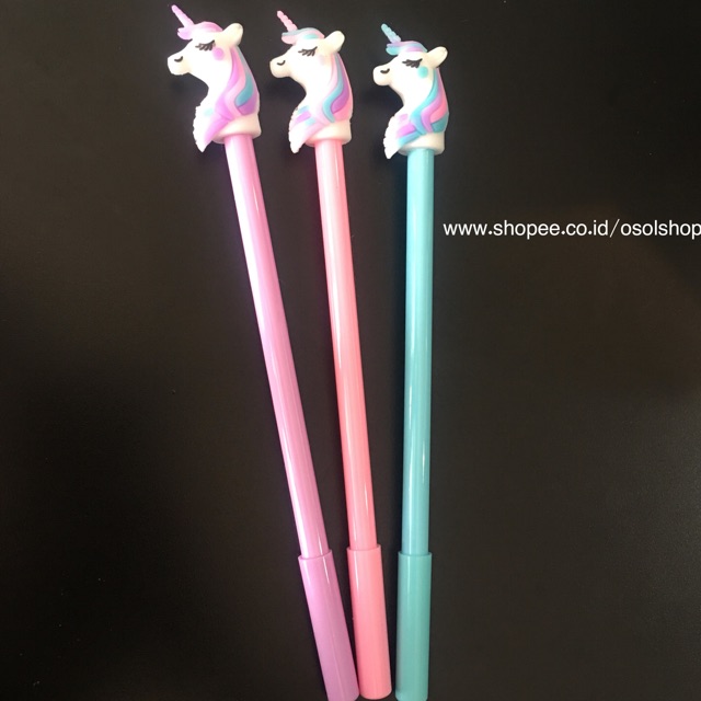 1 Lusin Pulpen Unicorn / selusin kuda poni pony gel pen / bolpen karakter lucu unik murah souvenir