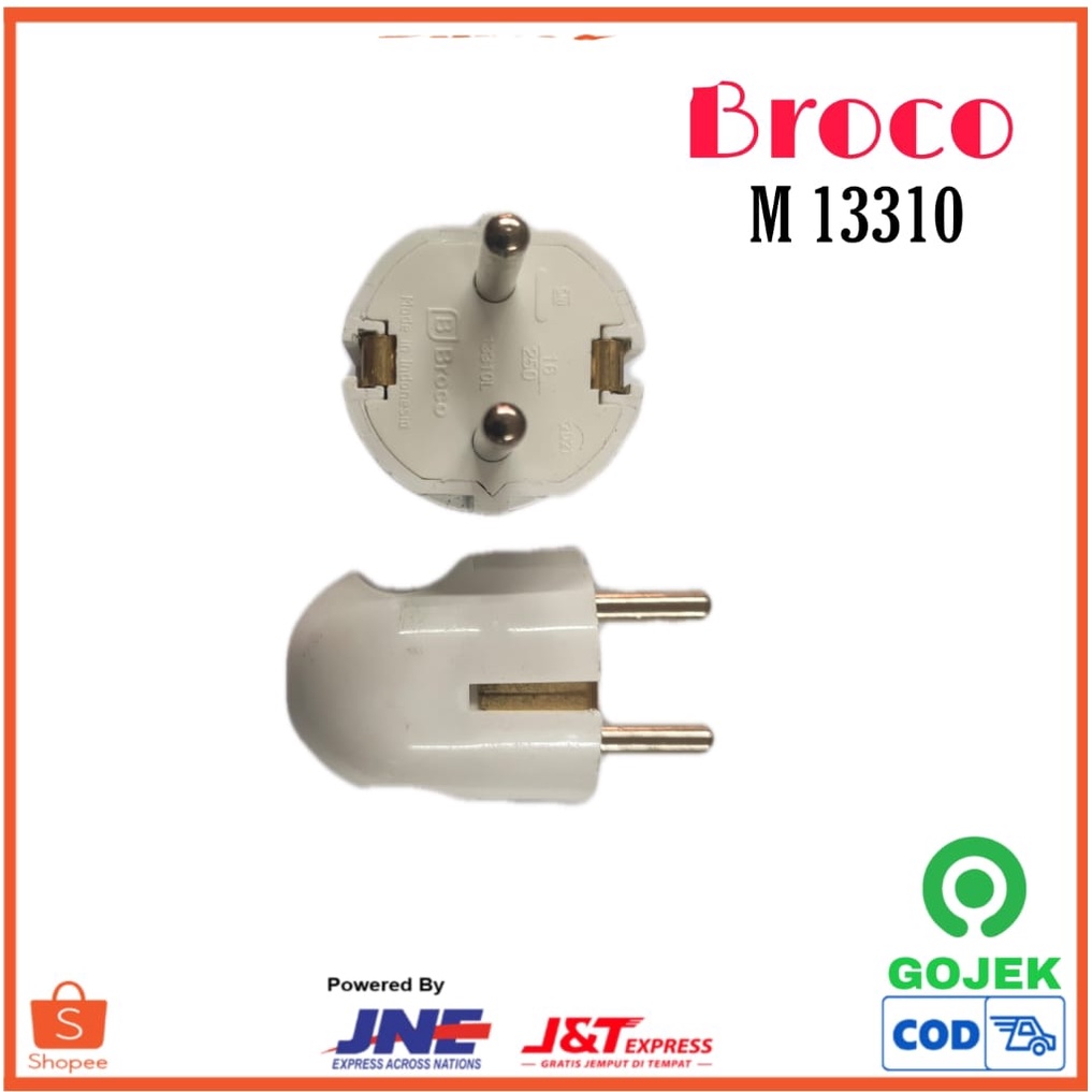Broco 13310 Steker Arde Broco Original / Colokan Broco Bulat / Steker Arde Broco Putih / Broco Origi