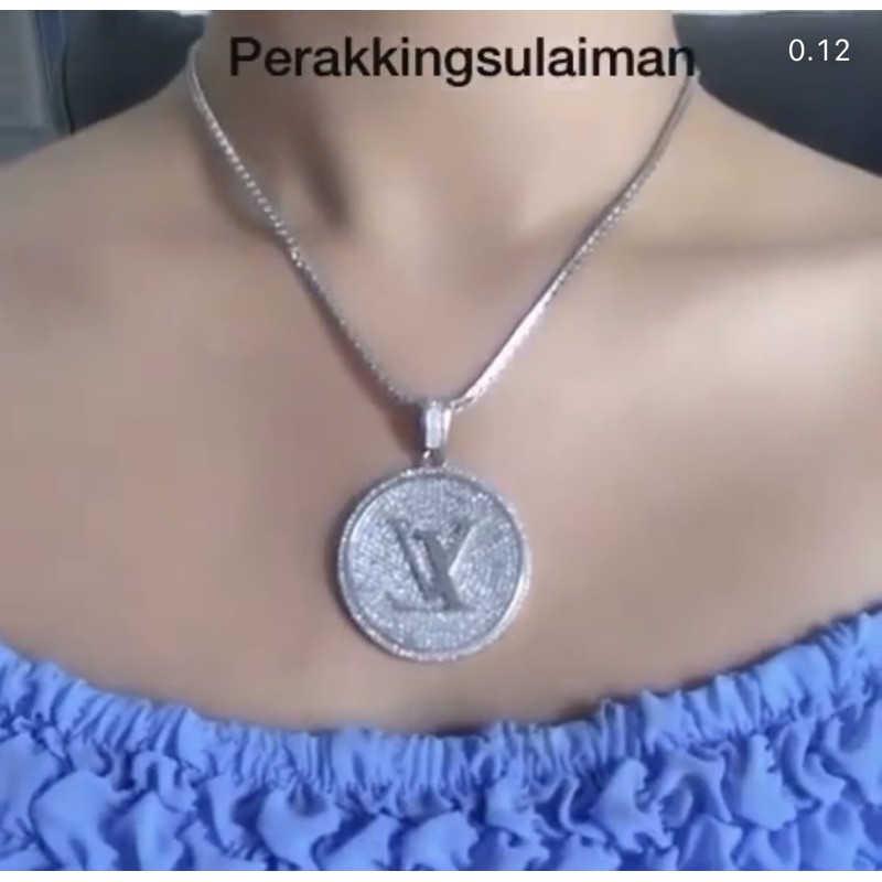 Kalung Perak Kekinian 925 Asli Liontin LV Bulat