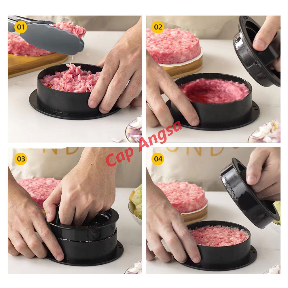 ALAT CETAK DAGING HAMBURGER CETAKAN BURGER PRESS ROUND BEEF PATTY MAKER BBQ MOLD BUNDAR 2 SIZE