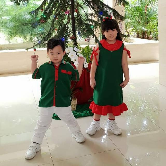 Ethnickidswear Joy Dress Natal Anak Baju Natal Anak Baju Pesta Anak Baju Couple Ibu dan Anak / Serag