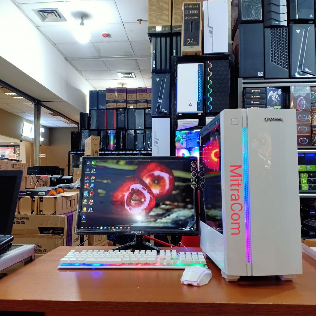 Pc gaming editing core i5 lengkap monitor 19 inch siap pakai