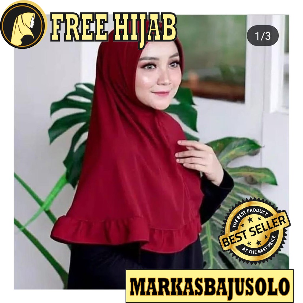 REMPEL PET ANTEM JUMBO ANTEM RUFFLE HIJAB JILBAB KHIMAR INSTANT BERGO KERUDUNG / JILBAB SYARI SEGI