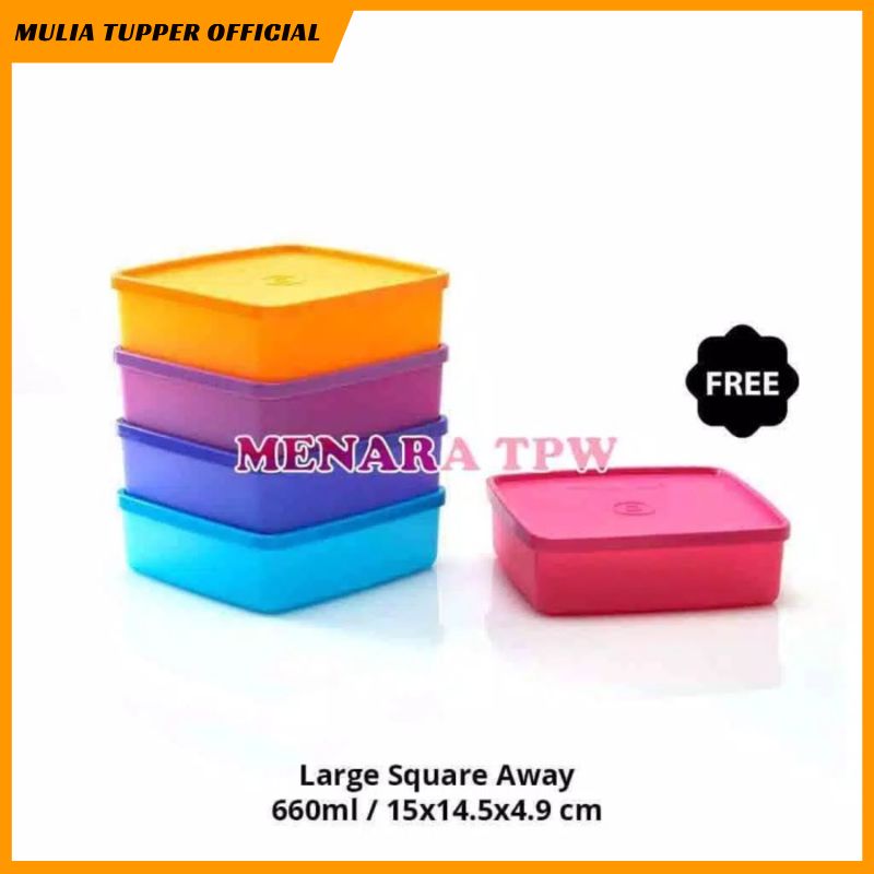 Tupperware Large Square Away 5pcs
