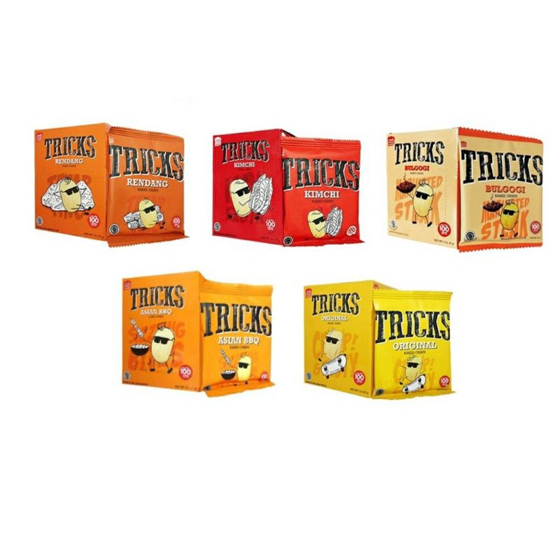 

TRICKS CRISPS 10 X 18 GRAM POTATO BAKED | CEMILAN KENTANG 1 BOX ISI 10 PCS