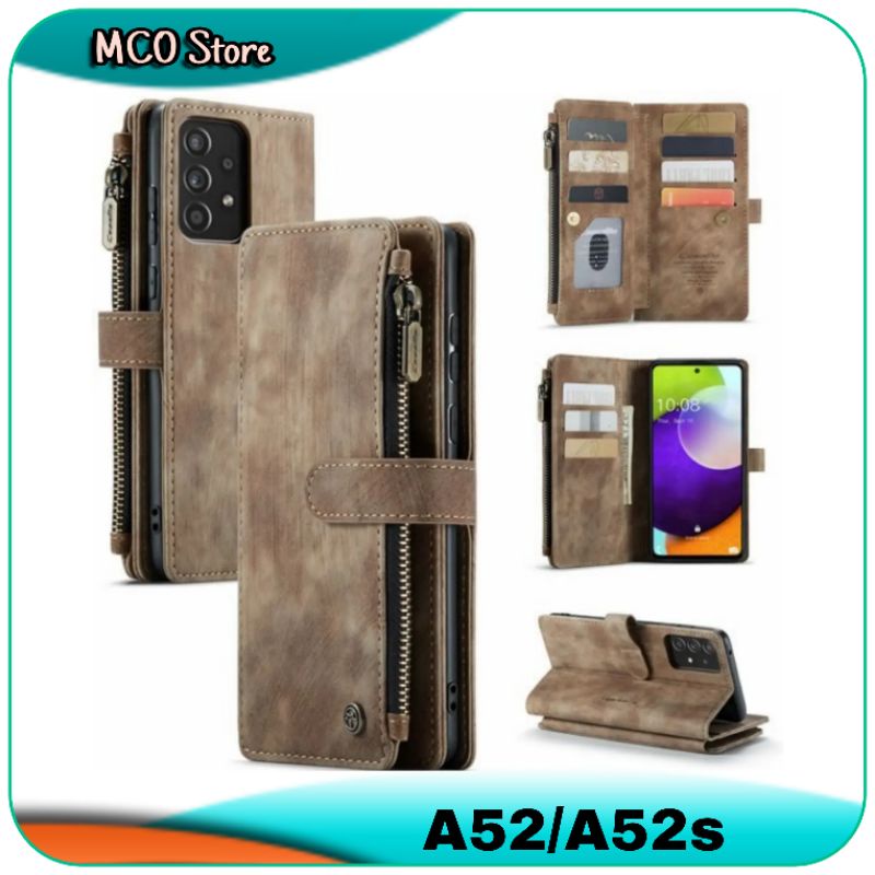 Casing Samsung Galaxy A52 A52s Zipper Flip Leather Case Cover
