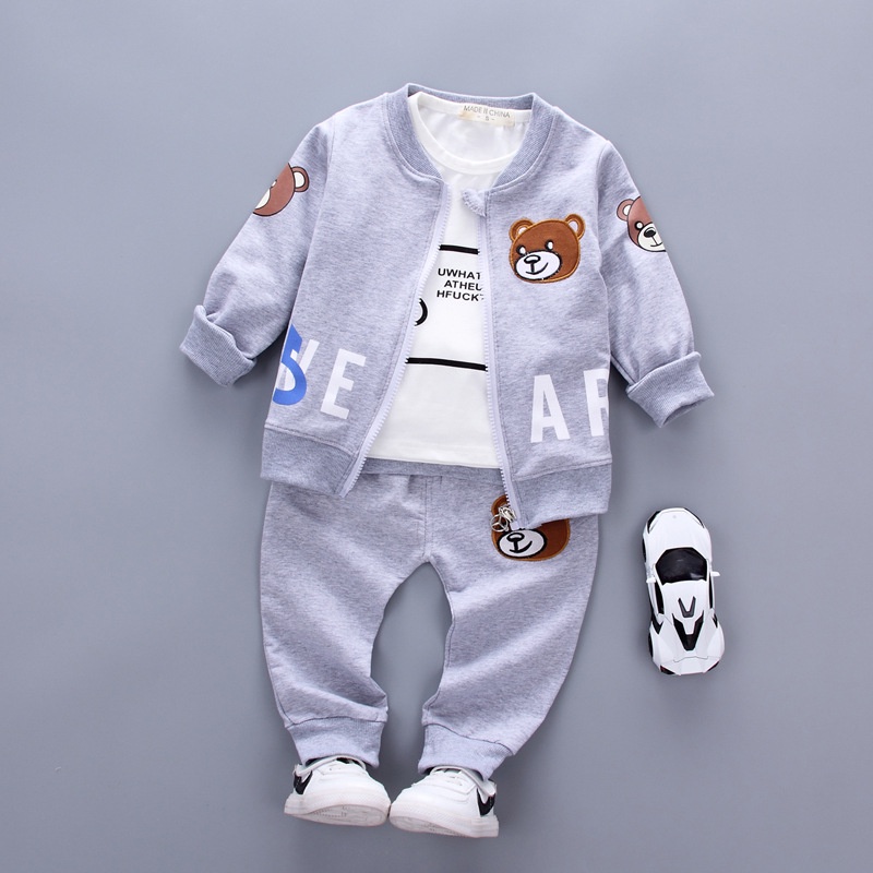 CG SSL34-Setelan Set 3in1 Anak Laki Tshirt+Celana+Jaket Bear