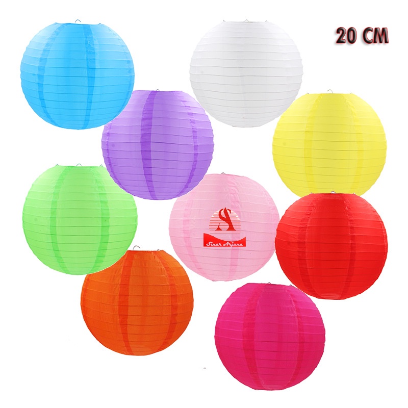 lampion kain polos warna warni 20cm 8inch / lampion kain katun murah