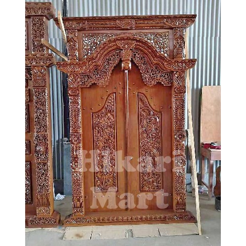 Furniture jepara Gapura Pintu gebyok ukir bahan kayu jati ukuran 120 x 250 bukan lemari kayu jati