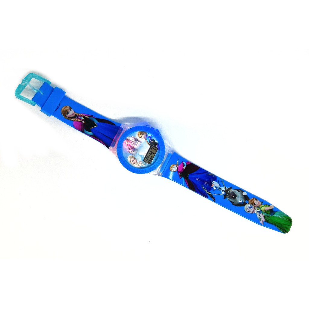 Super Hot! JAM TANGAN ANAK PEREMPUAN FROZEN ANNA ELSA LAMPU MUSIK DIGITAL Terbatas!