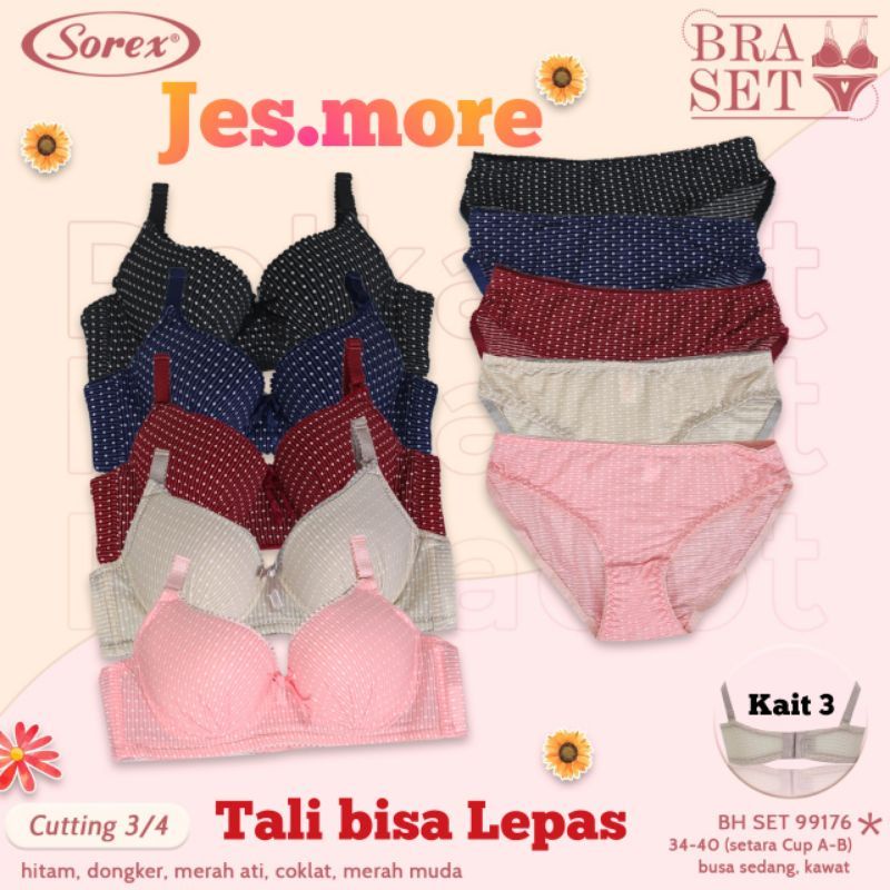 Sorex 99176 Bra Set Berkawat Busa Sedang Cup B Kait 3