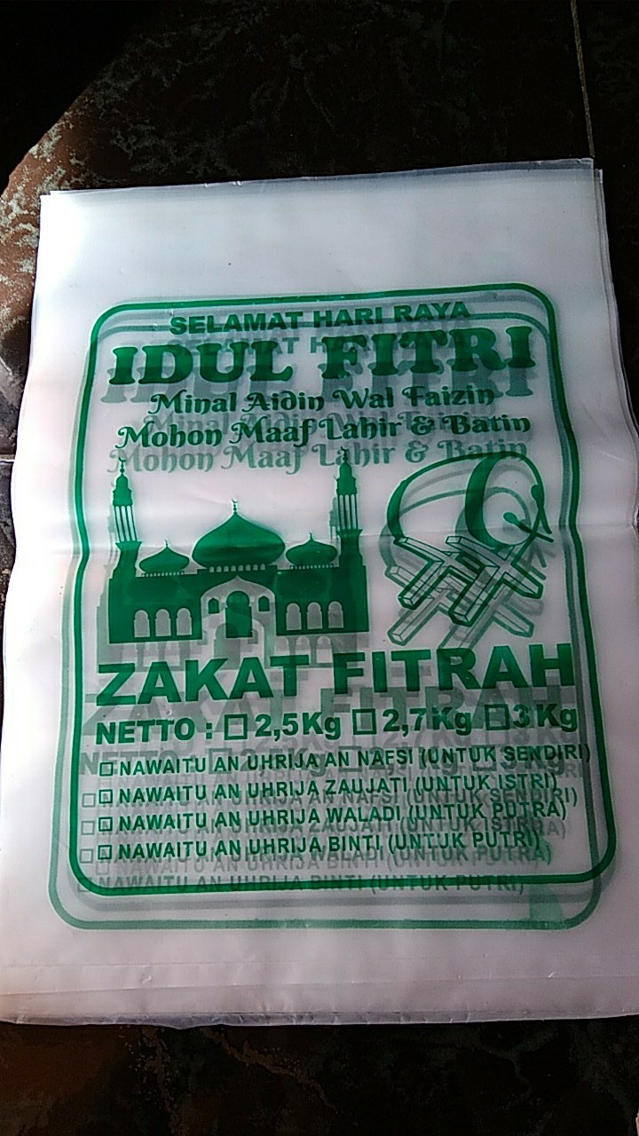 Plastik Beras Zakat Fitrah Kemasan 3kg Isi 10