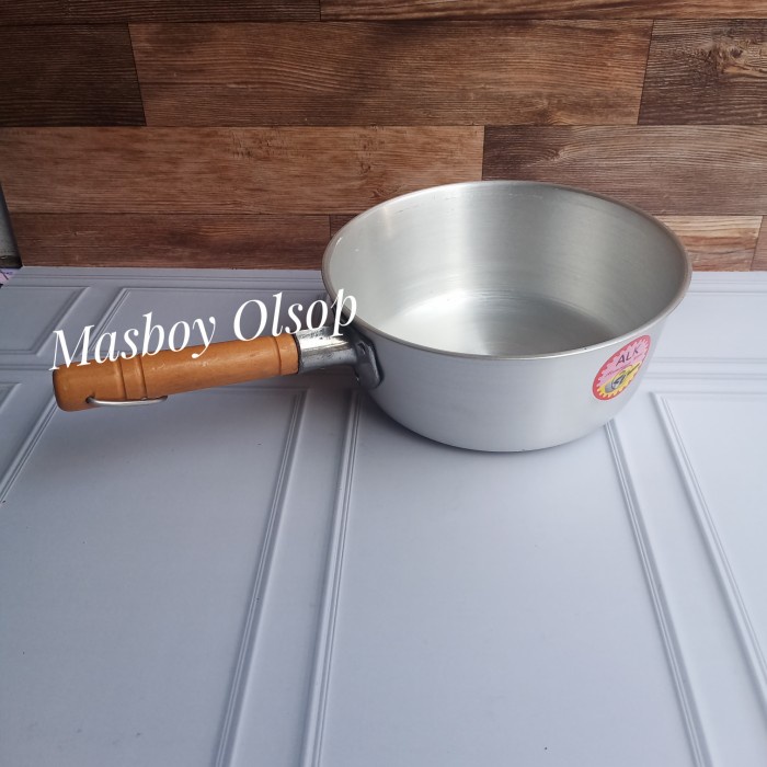 PANCI MIE ALUMUNIUM GAGANG KAYU ALK 20CM / PANCI SUSU / PANCI REBUS
