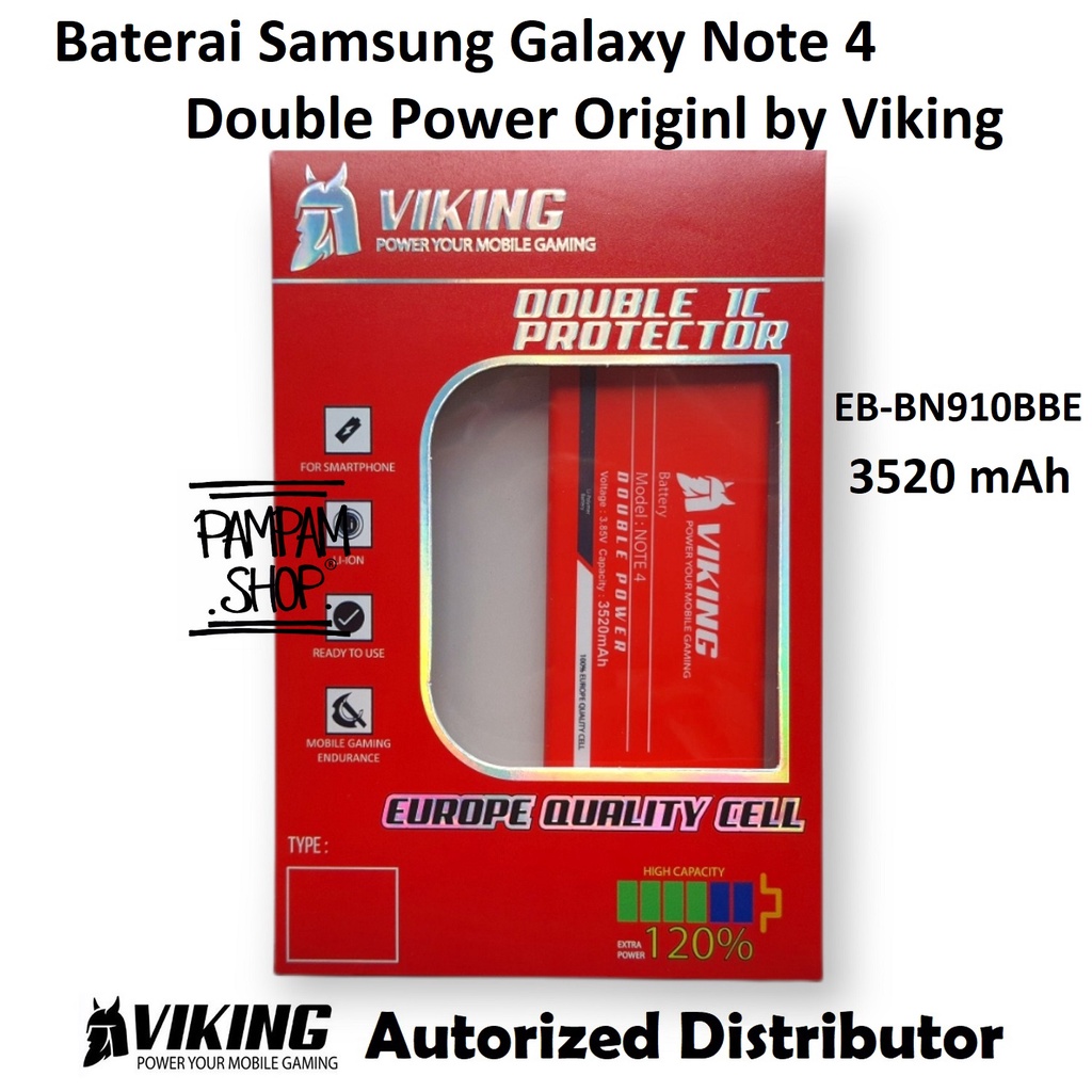 Baterai VIKING Double Power Original Samsung Galaxy Note 4 N910 Batre Batrai Battery SEIN HP Handphone Ori HP EB-BN910BBE