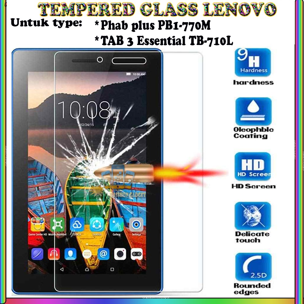 TEMPERED GLASS LENOVO PHAB PLUS PB1-770M LENOVO TAB 3 ESSENTIAL TB-710L ANTI GORES KACA TEMPER GLASS- CLEAR