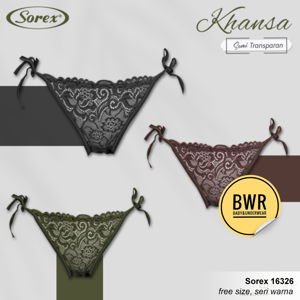 G String Wanita Sorex 16326 Pakaian Dalam Wanita Sexy CD Transparan Tali Ikat | Bwr