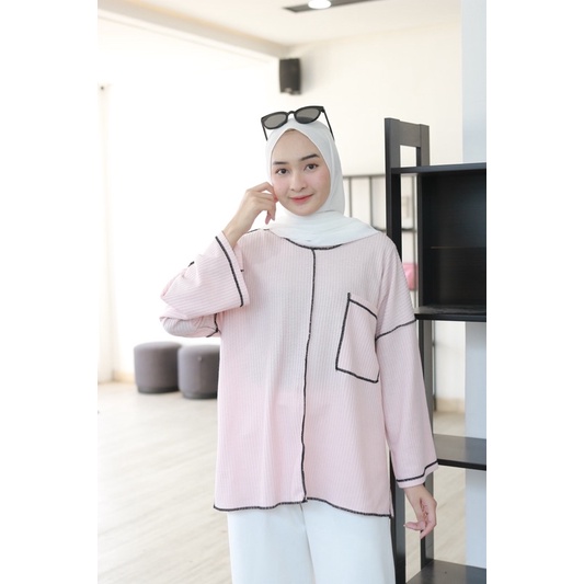 BUBA BASIC (Ld 120) - Atasan Blouse Polos Bahan Wafer Oversize