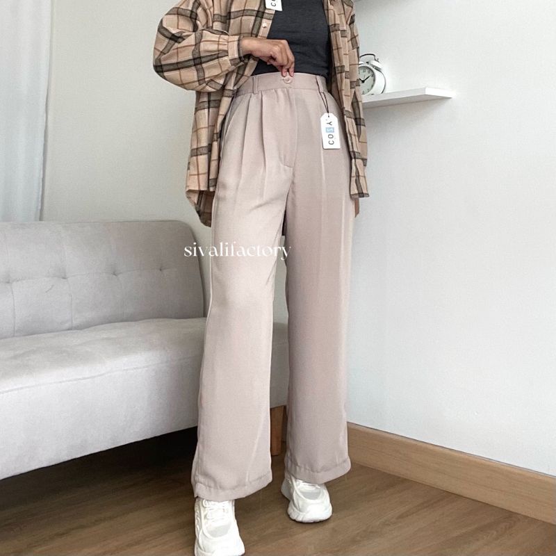 CELANA KULOT CRINKLE HIGWAIST WANITA LOOSE CULLOTE PANTS