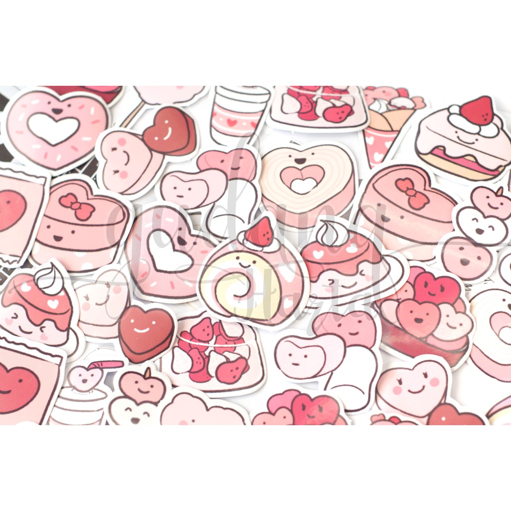 Stiker Strawberry Rollcake Cake Sticker DIY Scrapbook GH 303374