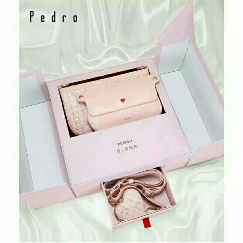 4.4 sale Pedro tweed giftset box original, tas selempang pedro