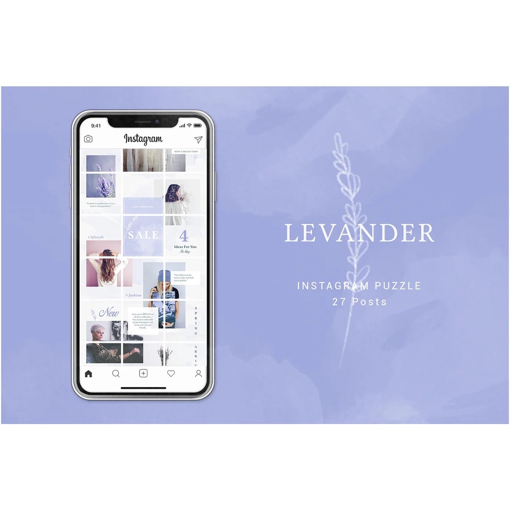 Lavender Instagram Puzzle Template - Photoshop