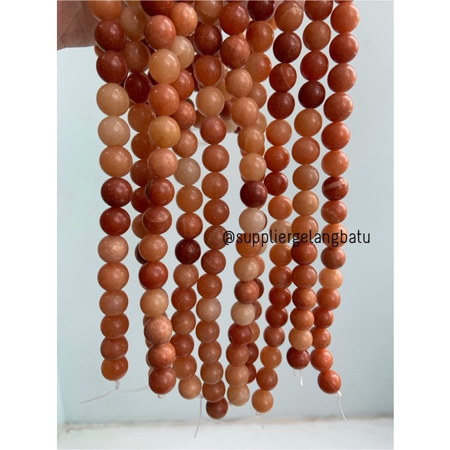 bahan batu Manigajah 10mm oren natural polish corak retak orange akik
