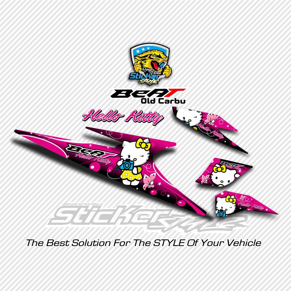 STRIPING VARIASI STICKER/STIKER MOTOR HONDA BEAT CARBU 2005/2010 KARAKTER HELLO KITTY/DORAEON