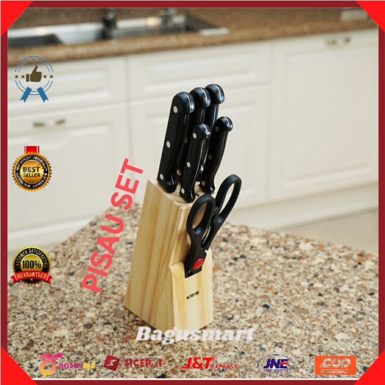 Krischef Set 7 Pcs Pisau Dapur - Hitam/set pisau kualitas super/pisau dapur/perlengkapan dapur