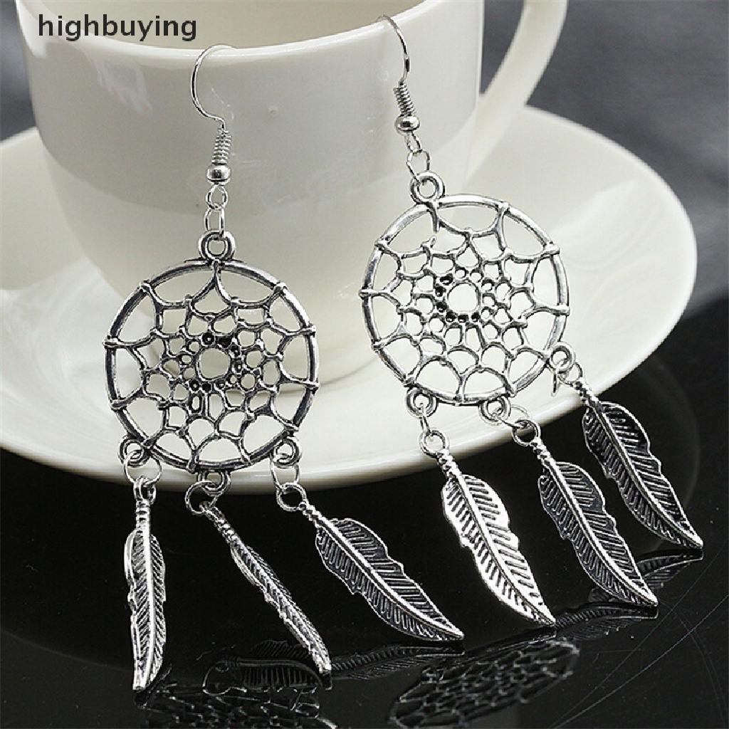 Hbid Anting Gantung Lapis Silver Model Dream Catcher Vintage Untuk Wanita