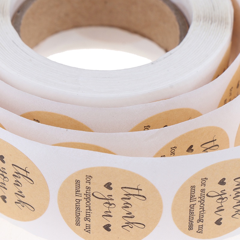 500pcs / Roll Stiker Kertas Bulat Tulisan Thank You Handmade Untuk Dekorasi