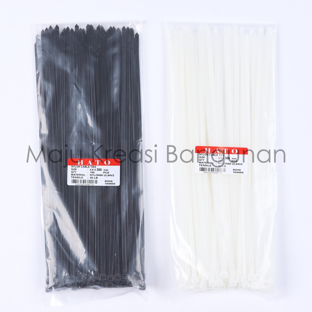 Kabel Ties 3,6 x 300mm Hitam Putih 300 mm 30cm 30 cm Cable Cableties