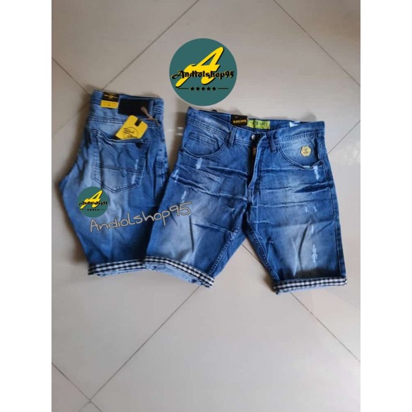 | Andiolshop95 | celana pendek jeans pria distro setcik balik || celana pria terbaru blcak viper