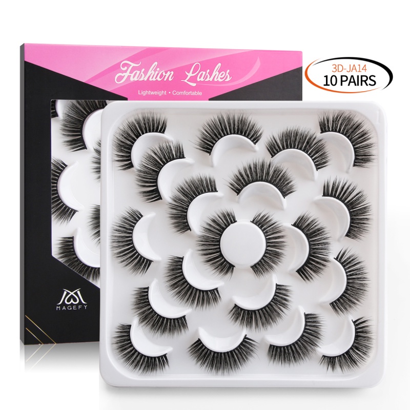 MAGEFY 10 Pairs/Box False Eyelashes Synthetic Hair 10-15mm Handmade Eyelash Soft Thick Natural  False Eyelashes Makeup Beauty Tools