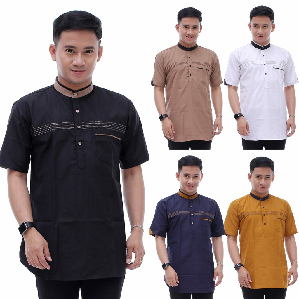 Baju Koko Kurta Dewasa Lengan Pendek Material Catton  Adem Serap Keringat