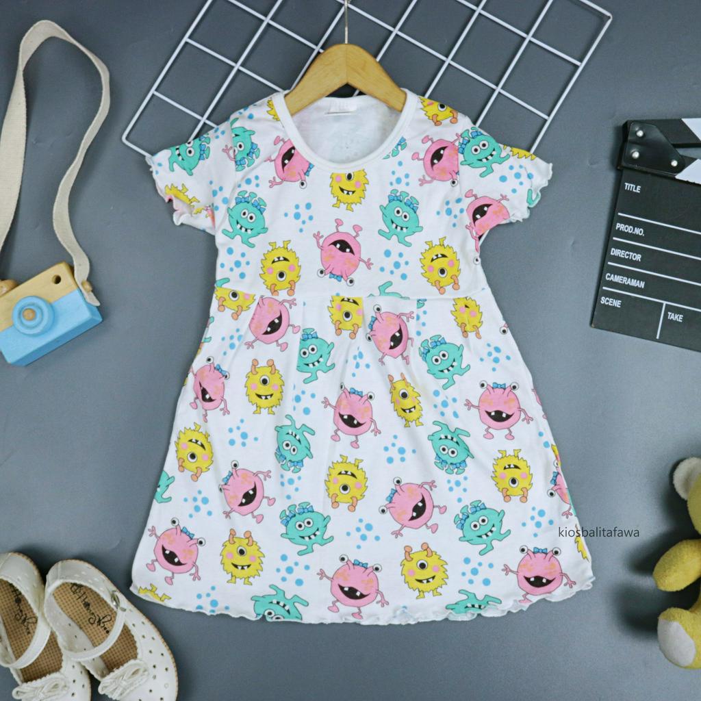 Dress Thalia 2-3 Tahun / Lengan Baju Tidur Balita Anak Perempuan Adem Kaos Cewek Dres Harian Murah babycinnamon