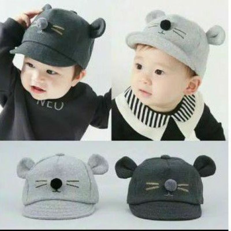 Topi Anak Bordir Nama Karakter Kucing / Topi Bayi Bordir Nama Bahan Flece