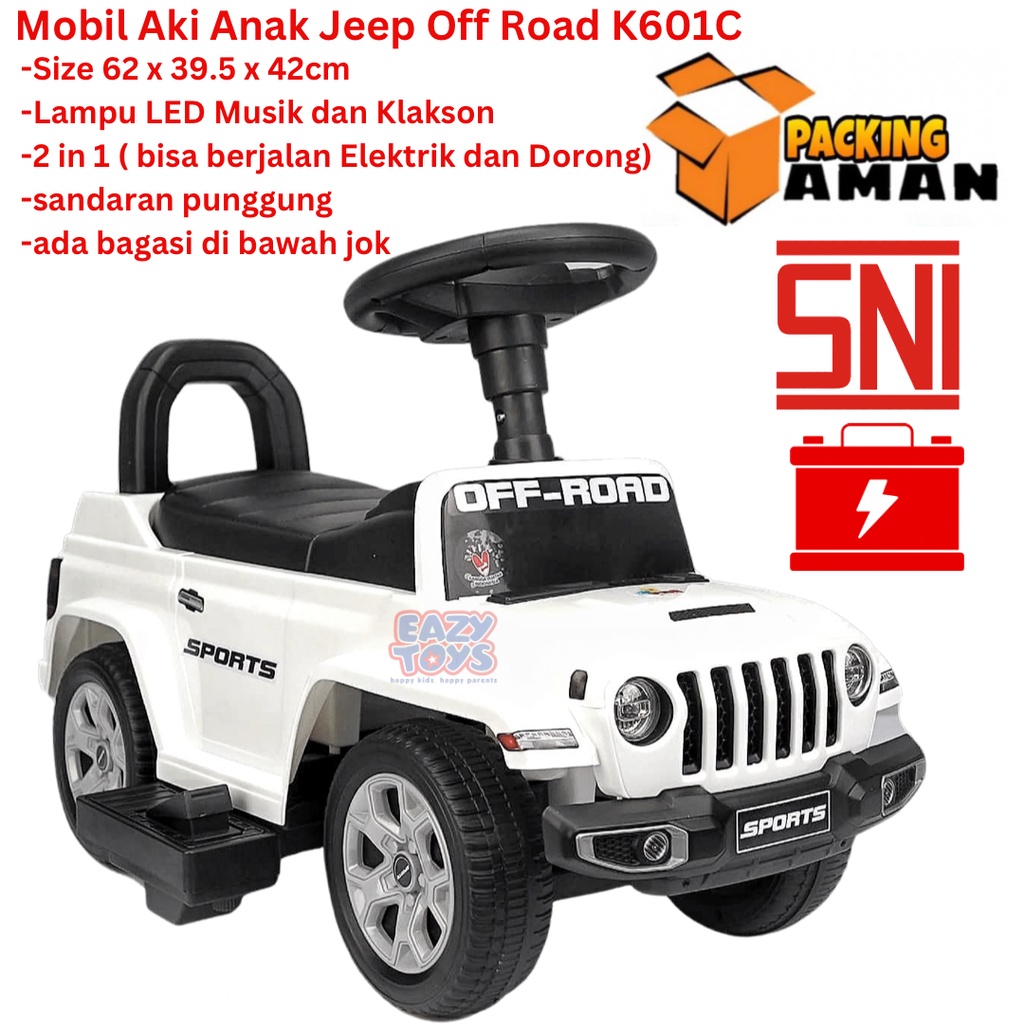 Mobil Aki Anak Tolo Car Jip Off Road 2 in 1 Fungsi Jalan Elektrik dan Manual PMB K601C