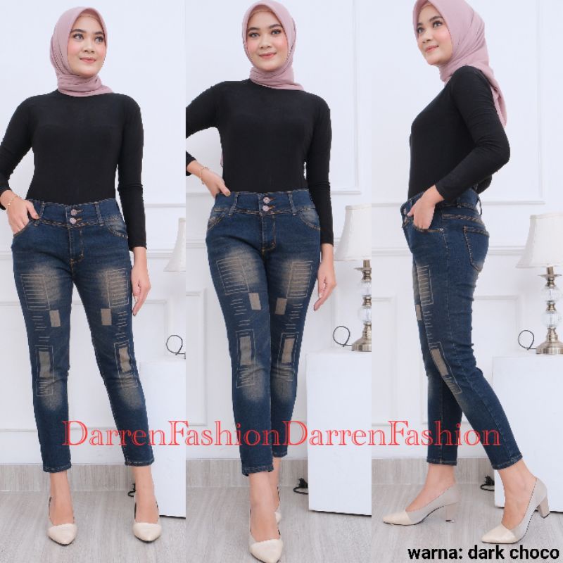 Celana Jeans Wanita 7/9 Agnes Stretch Skinny