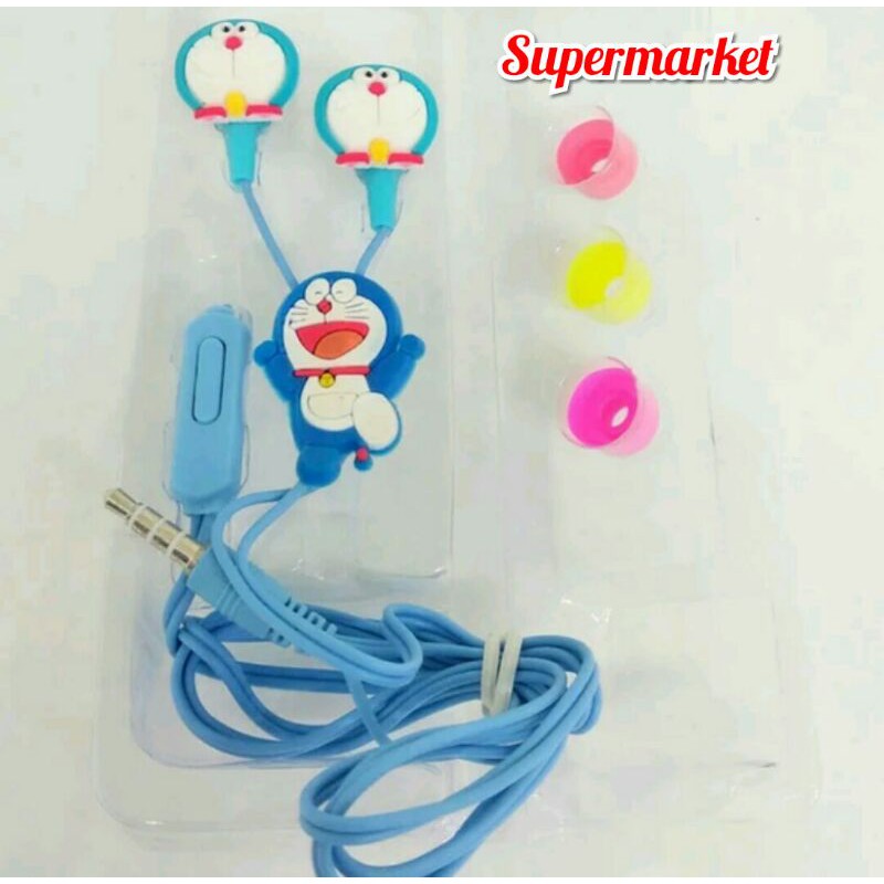 Headset Earphone Plus Mic Karakter Hello Kitty -Doraemon