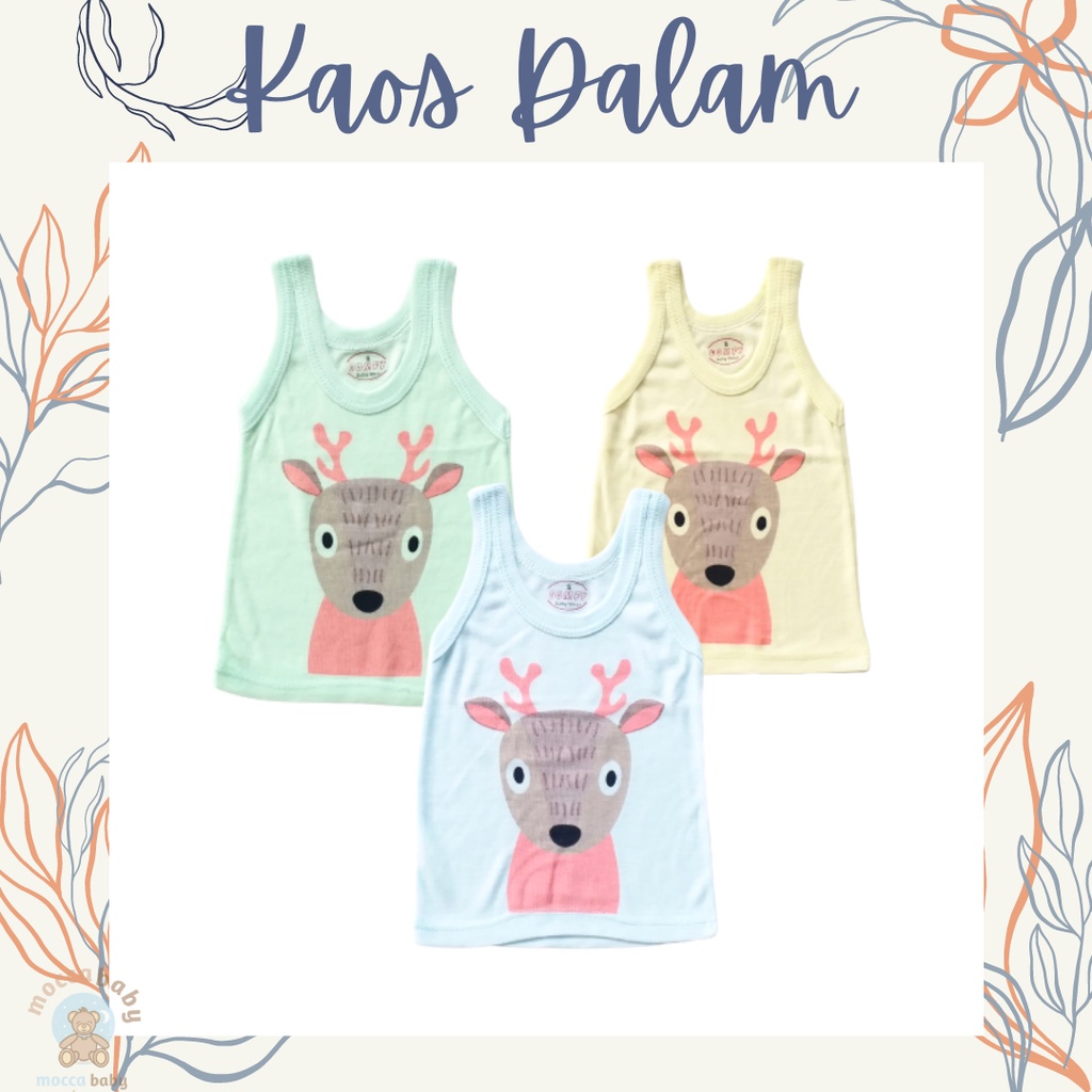 MBSS - SINGLET MOTIF WARNA Harian Karakter Anak Kids SIZE 0-3 Tahun / Kaos Dalam Motif Kartun Unisex SS3