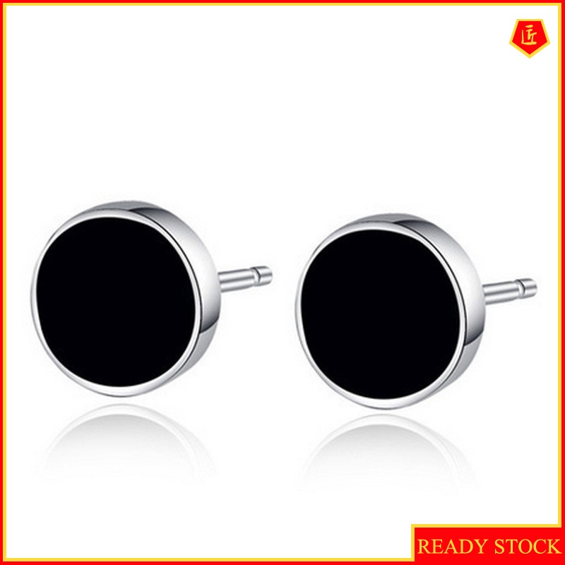 [Ready Stock]Black Circle Stud Earrings Korean Fashion