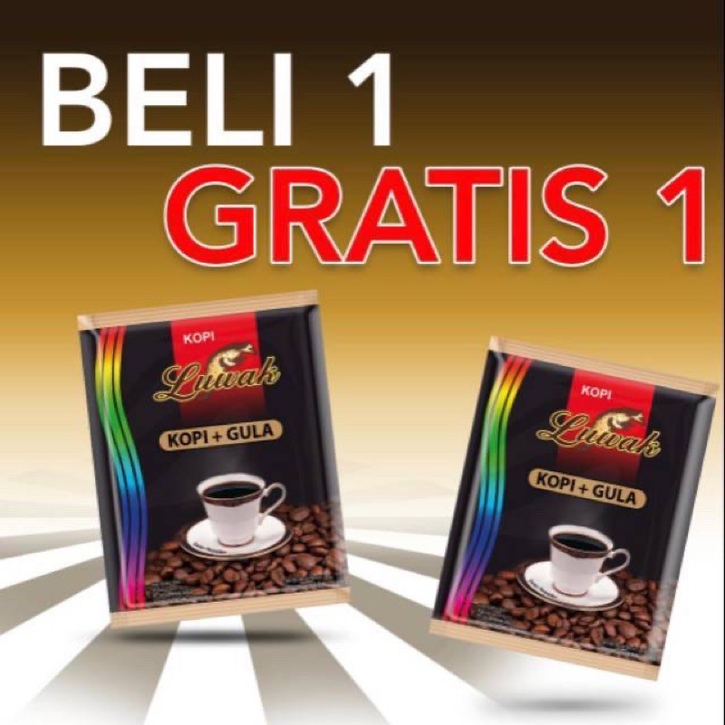 Kopi Luwak hitam Kopi + Gula beli 1 gratis 1. 1 renceng isi 20 sachet